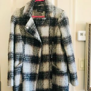 Fuzzy plaid oversight jacket